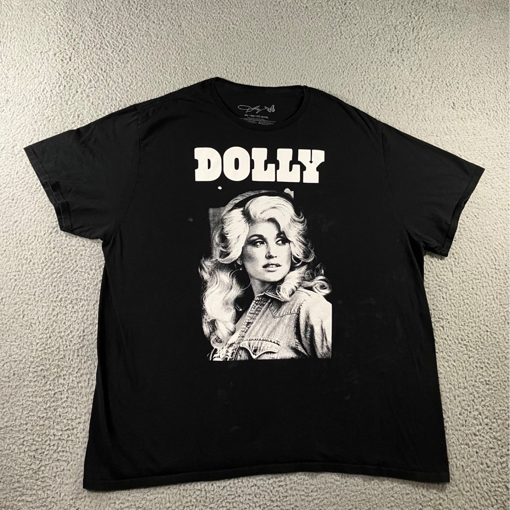 Dolly Parton Vtg Portrait Graphic T-Shirt Mens 3XL Black Country Music Official